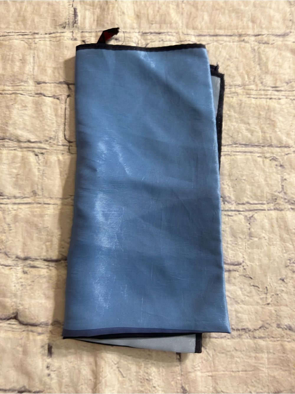 VINTAGE ROLLED ENDS 100% ACETATE COLORBLOCK BLUE POCKET SQUARE SCARF - Picture 4 of 12